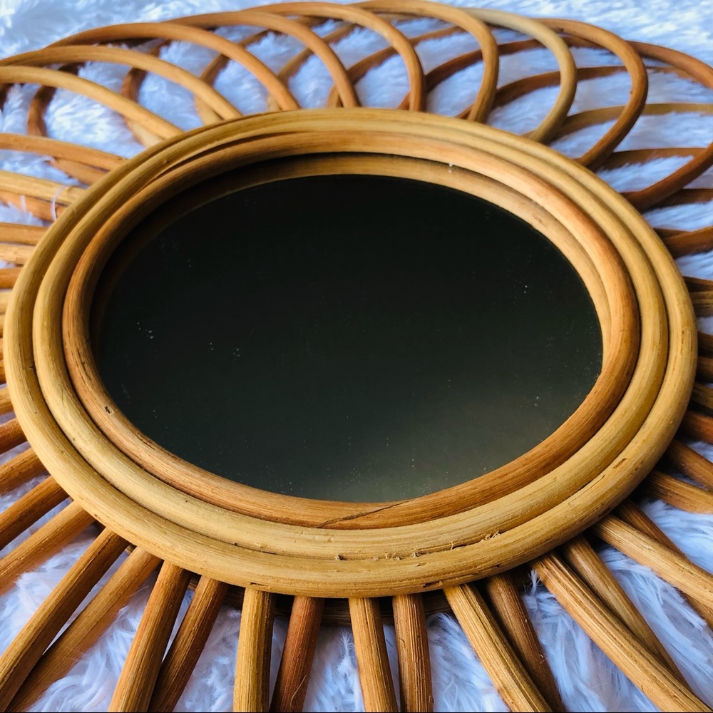 Large Round Rattan Mirror 22.5” - Picture 5 of 12